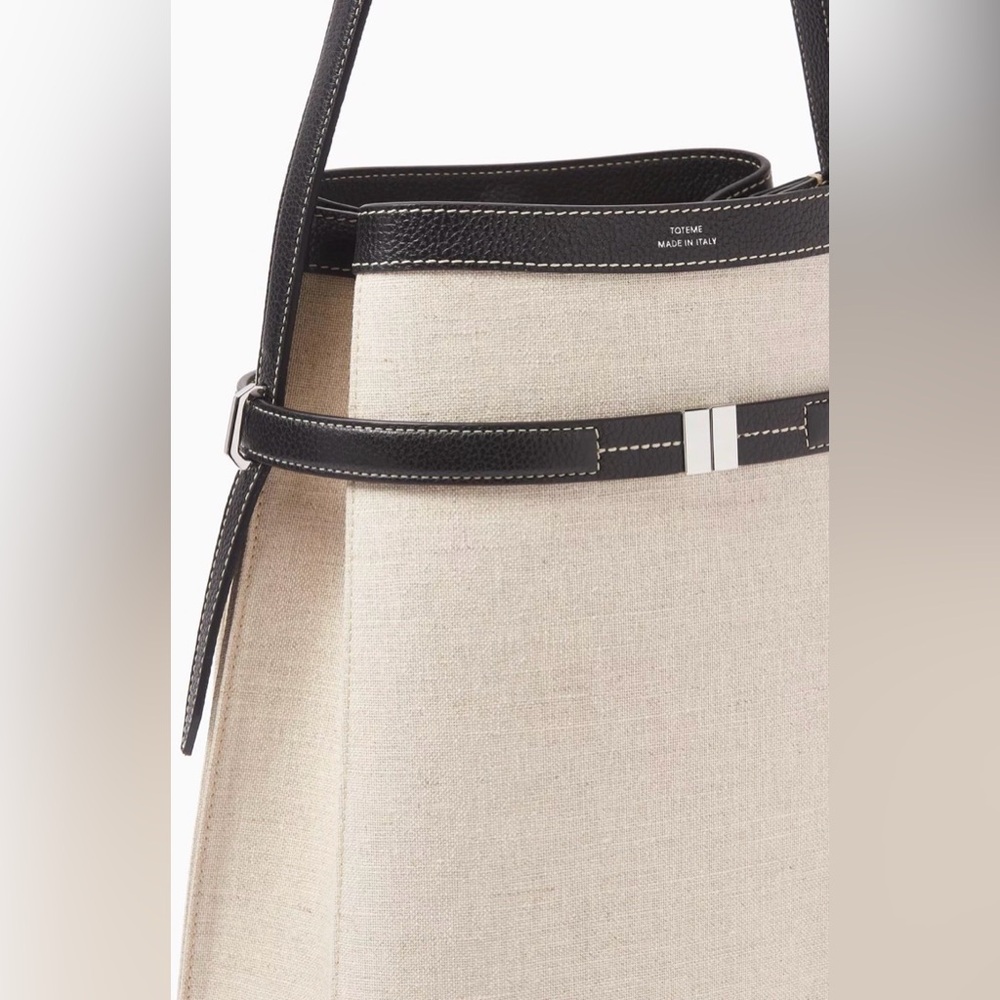 Toteme Belted Backed Bag, Canvas Black Leather - Picture 5 of 17